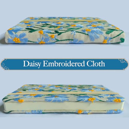 Pocket Notebook, Small Sketchbook, A6 Journal, 4x6, Daisy Gifts for Women, Floral Notebook, Embroidery Journal, Blank Paper, Hardcover, Lay Flat, Elastic Band, Diary for Girls, Blue Daisy - color: A6-Band-Blue, style: Plain