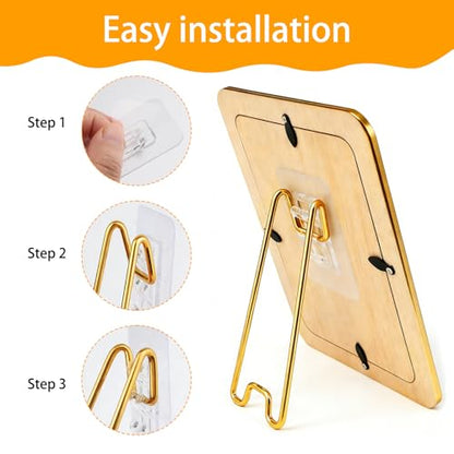 6 Pcs Adjustable Metal Picture Frame Easel Backs,Self Adhesive Photo Frame Stands for Frames,Stainless Steel Easel Back Supports for Photos Paintings Display,(Gold,5.12 ×2.12 Inch) - size: 6PCS Gold 5.12×2.12 Inch