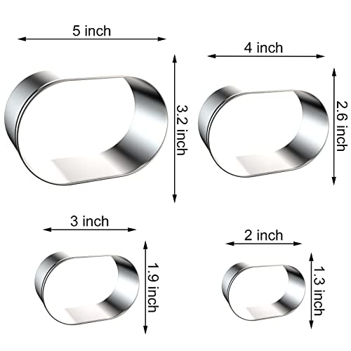 Pill Capsule Long Oval Cookie Cutters - 5 Inch, 4 Inch, 3 Inch, 2 Inch - Geometric Frame Plaque Cookie Cutter Set Fondant Biscuit Molds - Stainless Steel - color: Oval-Pill Capsule