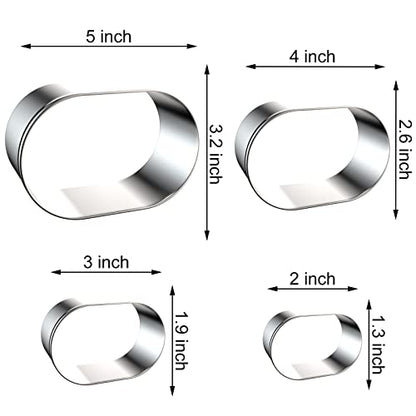 Pill Capsule Long Oval Cookie Cutters - 5 Inch, 4 Inch, 3 Inch, 2 Inch - Geometric Frame Plaque Cookie Cutter Set Fondant Biscuit Molds - Stainless Steel - color: Oval-Pill Capsule