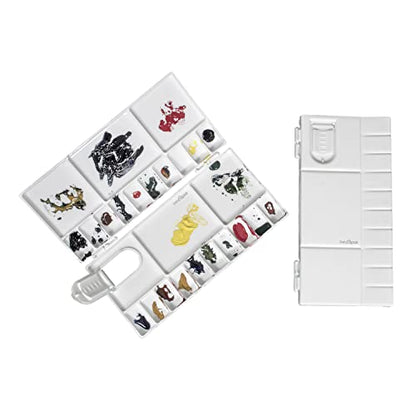 ZAHEPA Paint Tray, Large Paint Palette Box with Thumb Hole, Plastic Paint Tray Palette with 25 Compartments, 20 Wells & 5 Mixing Areas, Watercolor Mixing Tray with Plastic Lid Art Palette for Artists - style: Rectangle - 25 Compartments