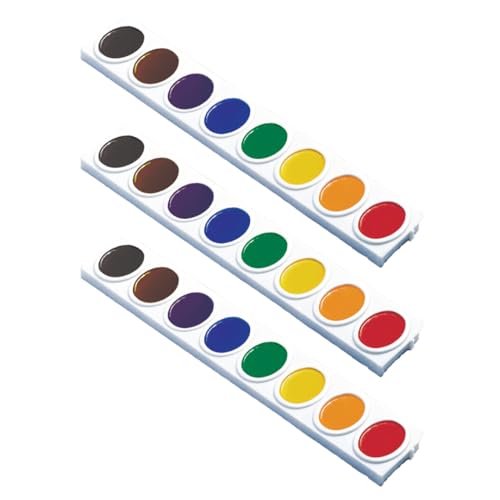 Prang Semi-Moist Watercolors Oval Pan Refills Set, 3 Trays/Box, 24 Boxes | 8 Assorted Colors, Wax-Free Pigments, Refillable Snap-In Trays, School Bulk Pack, 72 Refill Trays Total - style: Refill Strips (Pack of 72)