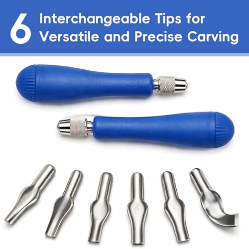 Falling in Art Block Cutters- Craft Linoleum Carving Tools with 6 Type Blades and 2 Plastic Storage Handles - style: 6 Type Blades &2 Handles
