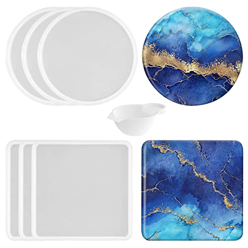 6 PCS Thickened Coaster Resin Molds for Epoxy Resin Casting, DIY Coasters, Bowl Mats, Candle Holders, Home Decoration - color: 6pcs