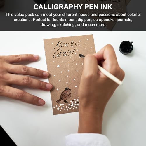 10 Bottles Non-Carbon Calligraphy Pen Ink for Dip Pens and Scrapbooks, Quick-Drying Dye-Based Ink with High Permeability, Suitable for Special Occasions and Sketching