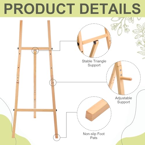 CroBlissful Wooden 50" Easel Stand for Wedding Sign Adjustable 3Tier Height Display Easel with Chain Heavy Duty Floor Tripod for Welcome Wedding Sign Painting Canvas Baby Shower Party Poster (Wood) - color: Wooden