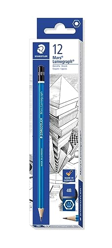 Staedtler Mars Lumograph 4B Graphite Art Drawing Pencil, Medium Soft, Break-Resistant Bonded Lead, 12 Pack, 100-4B - color: 4B