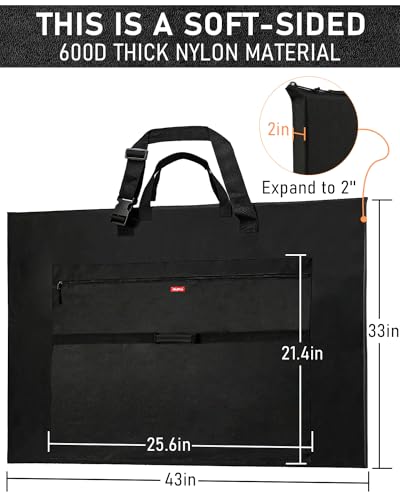 Nicpro Light Weight Art Portfolio Bag, 32 x 42 Inches Waterproof Art Portfolio Case with Shoulder & Handle Carry, for Artwork, Poster, Sketch Drawing, Canvas, Photography, Solar Panel Storage - size: 32 x 42 inches