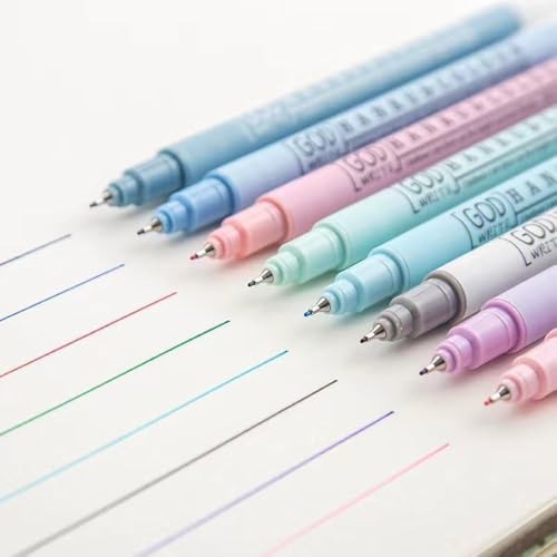 HANKU Colored Fineliner Pens, 0.38mm Fine Tip Pens, 8 Colors Fine Point Pen, Bible Journaling Planner Micro Pen Set for Writing, Drawing, Note Taking, Bullet Journaling - color: 8-Color