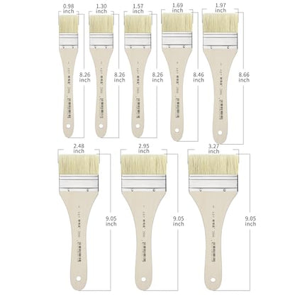XDT#2806 Hake Artist Paint Brush 8 Piece Set, Hog Bristle Flat Brushes for Painting, Acrylic Oil Watercolor - size: 8Pc Set