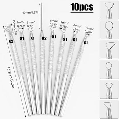 10PCS Clay Sculpting Tools Set, Stainless Steel Pottery Carving Kit with Detail Needles & Loops, for Ceramics, Polymer Clay, Air Dry Clay, Professional Modeling & Detailing Tools
