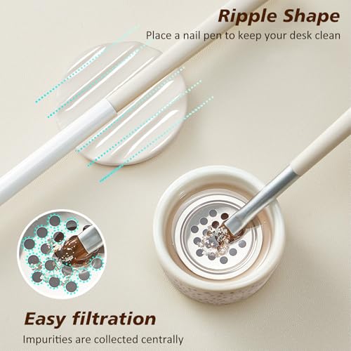 Nail Brushes Washing Cup, Monomer Dish, Dappen Dish with Lid, Easy Cleaning Portable Mesh, Acrylic Brush Cleaner & Nail Brush Holder, Nail Art Brush Washer for Nail Sequins Glitter Powder (NAPB072)