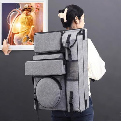 26x18.5 Inch,Artist Backpack for Sketching, Oil Painting - color: Grey