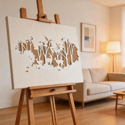 TIAMECH A4 Reusable Rustic Winter Forest Reindeer Stencil for Painting | Tree Deer Layering Template, DIY Wall Art, Wood Furniture, Scrapbook & Crafts (8.3x11.7inch) - style: Reusable Rustic Winter Forest