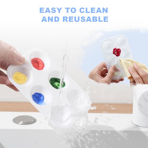 32 PCS Paint Tray Palette, White Plastic Paint Pallets, 6 Well Rectangular Paint Watercolor Palette for Students, Premium Paint Holder Tray for Painting Party, DIY Craft and Art Class
