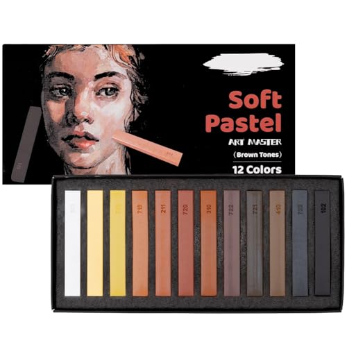 Soft Pastels Set, Square Chalk Pastel Sticks, Assorted Colors for Artists, Students & Beginners, Drawing, Coloring, Sketching, Shading, Blending & Layering (12 Colors-Brown Tones) - color: 12 Colors-Brown Tones