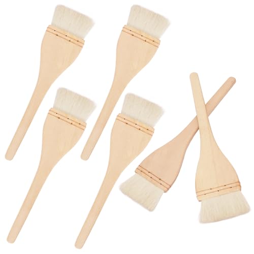 Artist's Choice Hake Paint Brush Set - Pack of 6 Flat Hake Brushes (3 inch), Crafted with Premium Goat Hair Bristles, Ideal for Watercolor, Wash, Ceramic and Pottery Painting - size: 6 Pack (3 inch)