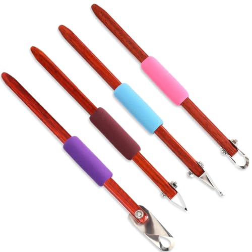 Lanties 4 Pcs Pottery Carving Tool Set Sculpture Scraper Craft Modelling Tools Red Pear Wood Texture Handle with Stainless Steel Blade for Clay Carving, Ceramic Sculpting, Graffito (Wonderful Color) - color: Wonderful Color