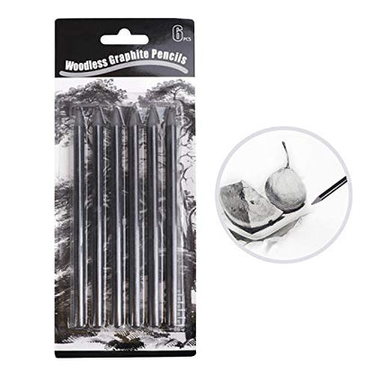 6pcs Woodless Sketch Charcoal Pencils Set - Professional 2H 2B 4B 8B 6B HB Charcoal Graphite Pencils for Drawing Sketching Shading Art Supplies for Artists Beginners - color: 6pcs