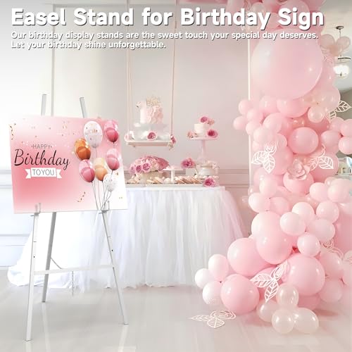 Easel Stand for Sign, Heavy Duty Metal Display Easel with Adjustable Chain, 4-Tier Height Art Easel for Painting, Wedding Sign, Posters & Commercial Display (Silver) - color: Silver