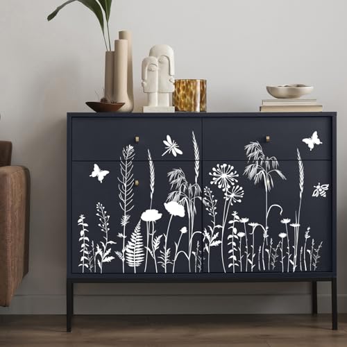 Large Flower Stencils for Walls Wildflower Stencil Reusable Floral Stencils for Painting on Wood Fence Canvas Fabrics Furniture - style: Wildflower