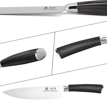 imarku Chef Knife - Pro Kitchen Knife 8 Inch Chef's Knives Japanese SUS440A Stainless Steel Sharp Paring Knife with Ergonomic Handle, Black Handle, Birthday and Thanksgiving Gifts - color: Deep Black