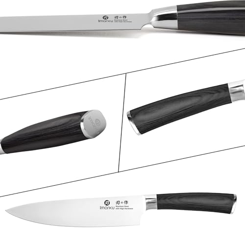 imarku Chef Knife - Pro Kitchen Knife 8 Inch Chef's Knives Japanese SUS440A Stainless Steel Sharp Paring Knife with Ergonomic Handle, Black Handle, Birthday and Thanksgiving Gifts - color: Deep Black
