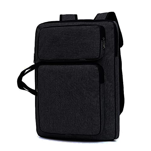 haozaikeji A3 Artist Portfolio Carry Case Bag Portable Waterproof Canvas Shoulder Bag Painting Pad Backpack for Sketching Painting Art Supplies with Shoulder Straps & Carry Handle (Vintage Black-) - color: Vintage Black-