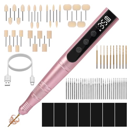 Polymer Clay Polishing Kit,Electric Clay Drill,Cordless Rotary Tool Kit,35-Speed Adjustable,Jewelry Making Kit,79pcs Clay Tool & Accessories for Polymer Clay Molds, Drilling,Sanding,Grinding - color: Pink