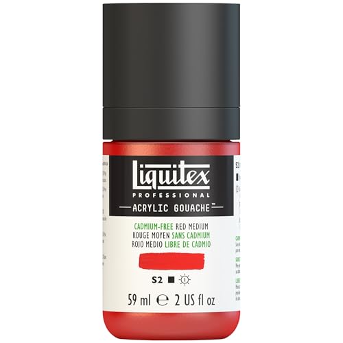 Liquitex Professional Acrylic Gouache, 2-oz (59ml) Bottle, Cadmium-Free Red Medium - color: Cadmium-free Red Medium