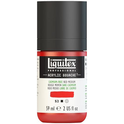 Liquitex Professional Acrylic Gouache, 2-oz (59ml) Bottle, Cadmium-Free Red Medium - color: Cadmium-free Red Medium