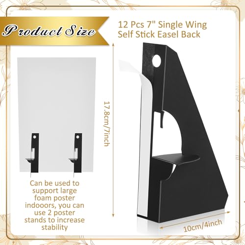 Marspark 12 Pack Poster Stand Self Stick Easel Back Poster Board Stand Convenient Peel and Stick Self Adhesive Easels Display Cardboard Sign (7 Inch) - color: Black, size: 7 Inch