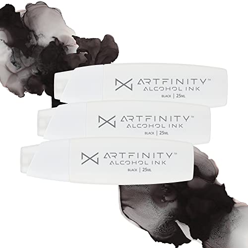 Artfinity Alcohol Inks 3 Pack - Vibrant, Professional, Dye-Based Alcohol Inks for Artfinity Alcohol Markers, Artists, Drawing, & More! - Black 100 - color: Black 100