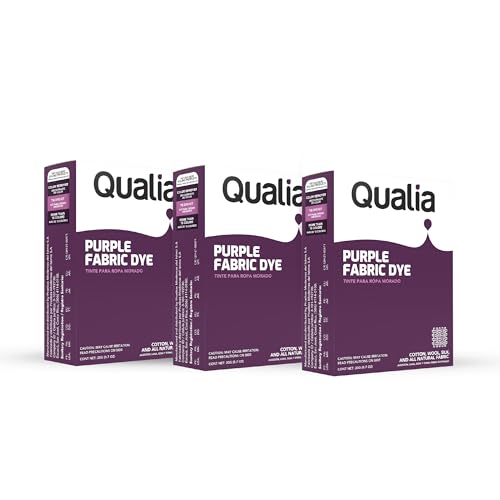Qualia All Purpose Powder Fabric Dye, Easy to Use Dye for Natural Fabrics: Cotton, Wool, Silk, Wood, & Linen, Ultra Concentrated Colors, Purple, Pack of 3 - color: Purple, size: 3