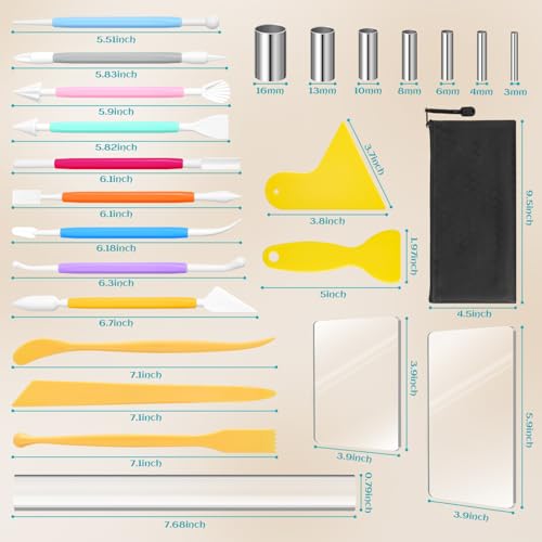 Amrules Clay Tools Kit, 25 PCS Polymer Pottery Tools Set for Beginner, Adults, Pottery Craft, Carving, Drawing, Molding, Modeling, Trimming, Shaping - color: Circlecutter-25Pcs