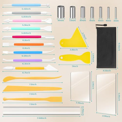 Amrules Clay Tools Kit, 25 PCS Polymer Pottery Tools Set for Beginner, Adults, Pottery Craft, Carving, Drawing, Molding, Modeling, Trimming, Shaping - color: Circlecutter-25Pcs