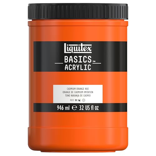 Liquitex BASICS Acrylic Paint, 946ml (32-oz) Jar, Cadmium Orange Hue - color: Cadmium Orange Hue, size: 32 Fl Oz (Pack of 1)