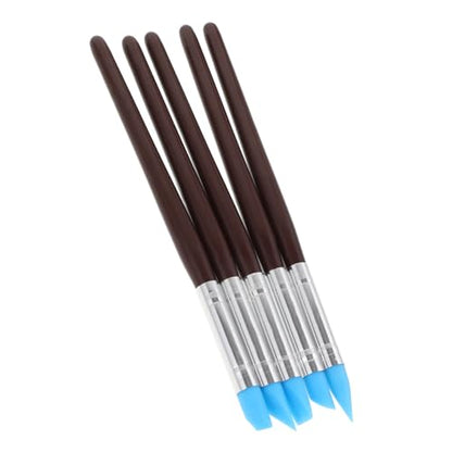 DECORNIJIA 5-Piece Soft Clay Wipe Out Tool Set for Sculpting Silicone Tip Shaping Pens for DIY Art Projects and Pottery