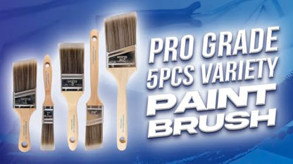 Pro Grade Paint Brushes, 5-Piece Paint Brush Set, Flat & Angle Brushes for Walls, Trim, Cabinets, Interior & Exterior Latex and Oil Paints, Stains