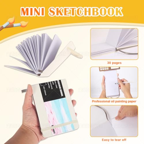 Mini Watercolor Paint Set, Premium Pocket Watercolor Travel Kit, With 24 Watercolor Paints, 15-Grid Black Walnut Palette, Crossbody Bag, Oil Painting Paper Sketchbook, Ideal for art lovers