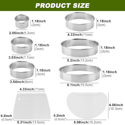 6PCS Round Cookie Cutters Set,Stainless Steel Biscuit Cutters For Baking,Round Cookie Biscuit Cutter in Graduated Sizes Shape Mol ds for Pastries Doughs Doughnuts(Silver,Size:2, 3, 3.5, 4, 5, 6 Inch)