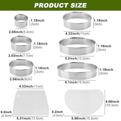 6PCS Round Cookie Cutters Set,Stainless Steel Biscuit Cutters For Baking,Round Cookie Biscuit Cutter in Graduated Sizes Shape Mol ds for Pastries Doughs Doughnuts(Silver,Size:2, 3, 3.5, 4, 5, 6 Inch)