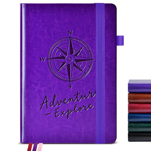 PAIBAS Lined Journal Notebook for Women Men, 160 Pages, A5 Hardcover Vintage Leather Journaling Notebooks for Work, School, Note Taking, Travel, Bible Study, Daily Diary for Writing 5.8"x8.5" (Purple) - color: Purple, size: Lined (5.8" x 8.5")