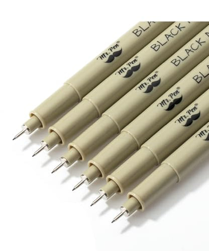 Mr. Pen- 0.25mm Micro Fine Point Pens, 6 Pack, Black Ink, Ultra Fine Point | Waterproof, Acid-Free, No-Smear Quick-Dry Fineliner Pens for Drawing, Sketching, Journaling, Outlines & Everyday Writing - color: Black, size: 0.25mm, 6 Pack