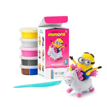 HEY CLAY Minions - Colorful Modeling Air Dry Clay for Kids - Air Dry Clay Kit 5 Cans and Sculpting Tools with Fun Interactive Instructions App - Age 3 and up (Dave & Fluffy) - style: Dave & Fluffy