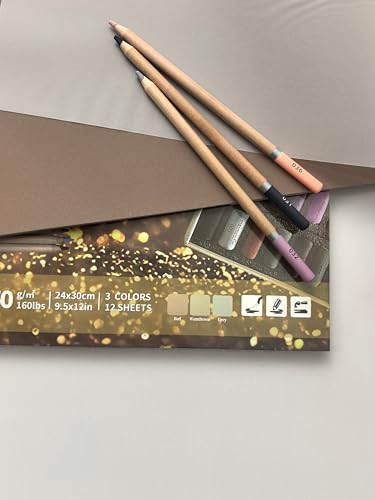 Soft Pastel Pencils 24 Colors & 12SHEET Sanded Pastel Pad