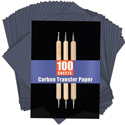 psler 100 Sheets Carbon Paper Sheets, Carbon Transfer Paper with 3PCS Embossing Stylus for DIY Woodworking, Paper, Canvas and Other Art Craft Surfaces(7.3 by 10 Inch) - size: A4 (100 Sheet with 3PCS Embossing Stylus)