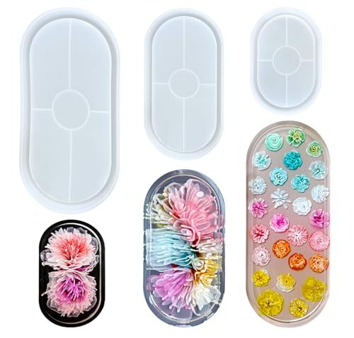 3 Pcs Oval Resin Tray Molds,DIY Thickened Coaster Molds,Epoxy Resin Mold,Durable Silicone Coaster Mold for DIY Ring Trinket Storage Plate Mould Home Decoration Soap Tray - color: Oval Coaster Tray