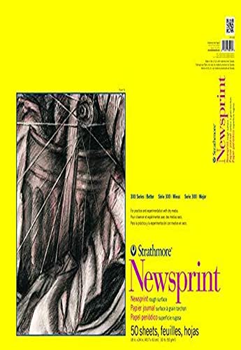 Strathmore 300 Series Tape Bound Newsprint Pad, 32 lb. Rough Paper, 18 X 24 inches, 50 Sheets (307-818)
