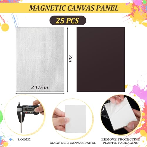 Engrowtic 25 Pcs Mini Magnetic Painting Canvas Panel Mini Canvas Boards for Painting Tile Art for Fridge Locker Art Crafts DIY(Rectangle,2 1/5 x 3 in) - size: 2 1/5 x 3 in, style: Rectangle